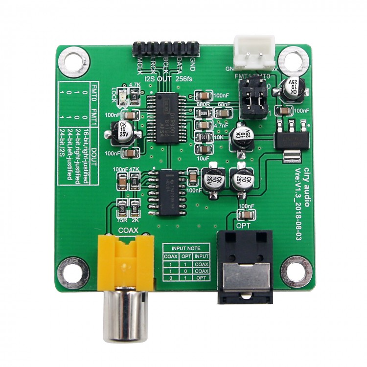 DIR9001 Coaxial Receiver Optical Receiver Module SPDIF To I2S 24Bit
