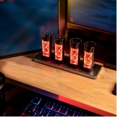 Gixie Clock Mini 4-Digit Pseudo Glow Tube Clock Assembled Innovative Desktop Decoration Gift