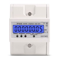 DDS024 Din Rail 3 Phase 4 Wire Electronic Power Consumption Energy Meter Wattmeter LCD Backlight Display