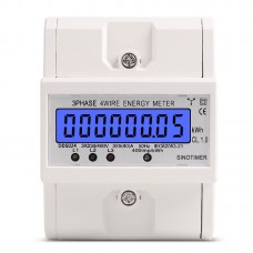 DDS024 Din Rail 3 Phase 4 Wire Electronic Power Consumption Energy Meter Wattmeter LCD Backlight Display