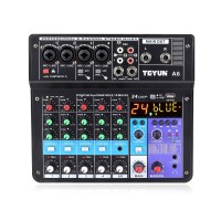 TEYUN A6 Audio Mixer Professional 6-Channel Mixing Console and Monitor Paths Plus Effects Processor