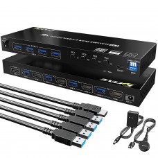 KVM401A 4K Ultra HDMI/USB3.0 KVM Switch 4x1 HDMI KVM Switch 4 Port with Wired Remote Control