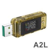 WITRN A2L Transparent Yellow USB Voltmeter and Ammeter Tester 8A 120W Mobile Phone Charging Detector