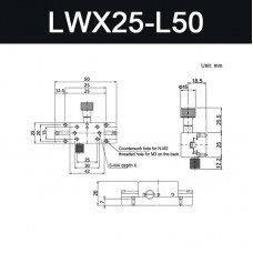 LWX25-L50 X-Axis Sliding Table Precision Manual Sliding Table with Dovetail Groove 30MM/1.2" Travel