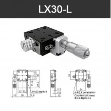 LX30-L 30x30MM/1.2x1.2" X-Axis Sliding Stage Fine-Tuning Manual Sliding Table Left Handed Micrometer