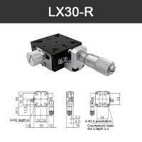 LX30-R 30x30MM/1.2x1.2" X-Axis Sliding Stage Fine-Tuning Manual Sliding Table Right Handed Micrometer
