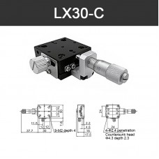 LX30-C 30x30MM/1.2x1.2" X-Axis Sliding Stage Fine-Tuning Manual Sliding Table w/ Central Micrometer