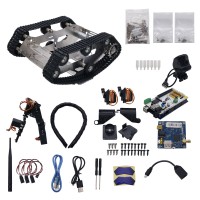 WIFI Robot Tank Kit Unfinished Smart Robotic Car Kit + A1 Robot Arm Standard Version Black 