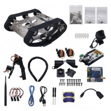 WIFI Robot Tank Kit Unfinished Smart Robotic Car Kit + A1 Robot Arm Standard Version Black 