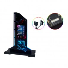 5V 3Pin Black GPU Holder with 2.4inch LCD Display for Real-time Monitor of Temperature Support Photo Carousel