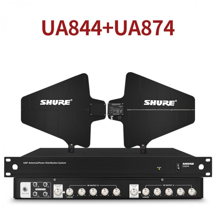 SHURE UA844 UHF Antenna Distribution System + UA874 Antenna Supporting