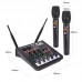 RK-211 Mixer Sound Card Micro 4-Channel Mixing Console with Wireless Microphones for Conference Show