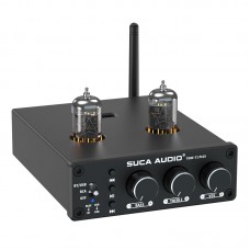 Black 6A2 Vacuum Tube TUBE-T1 PLUS Preamplifier USB and Bluetooth 5.0 Lossless Amplifier with Treble and Bass Adjustment