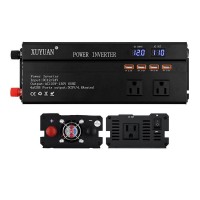 2000W DC 12V/24V to 110V Car Power Inverter Solar Power Inverter w/ US Socket LED Screen 4 USB Ports