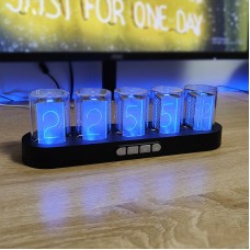 RGB Clock RGB Digital Clock E-sports Room Desktop Creative Decoration Ambient Light (Black Base)