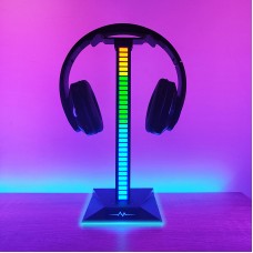 Music Spectrum Display Luminous Headphone Stand RGB E-sports Room Rhythm Light PC Desktop Decoration