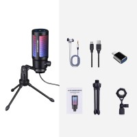 U850 Metal USB Microphone Kit USB Mic with RGB Light Tripod Stand for Desktop PC Livestreaming Game