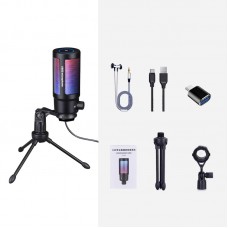 U850 Metal USB Microphone Kit USB Mic with RGB Light Tripod Stand for Desktop PC Livestreaming Game