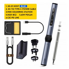 HS-01 Blue Advanced Version Smart Soldering Iron with BC2 Iron Tip and 65W Power Supply for FNIRSI