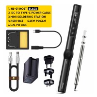 HS-01 Black Advanced Version Smart Soldering Iron with BC2 Iron Tip and 65W Power Supply for FNIRSI