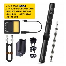 HS-01 Black Advanced Version Smart Soldering Iron with BC2 Iron Tip and 65W Power Supply for FNIRSI