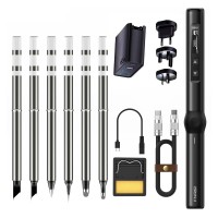 HS-01 Black Advanced Version Smart Soldering Iron with 6 Iron Tips and 65W Power Supply for FNIRSI