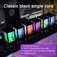 RGB Pseudo Glow Tube Clock Digital Clock E-sports Room Desktop Clock Single Chinese Chip Black