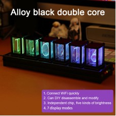 RGB Pseudo Glow Tube Clock Digital Clock E-sports Room Desktop Clock Dual Chinese Chip Black