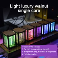 RGB Pseudo Glow Tube Clock Digital Clock E-sports Room Desktop Clock Single Chinese Chip Walnut