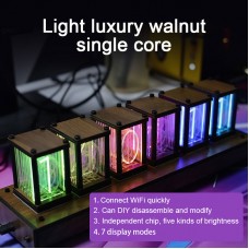 RGB Pseudo Glow Tube Clock Digital Clock E-sports Room Desktop Clock Single Chinese Chip Walnut