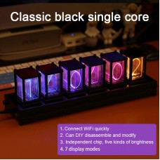 RGB Pseudo Glow Tube Clock Desktop Digital Clock One Imported Chip Wifi Time Synchronization Black