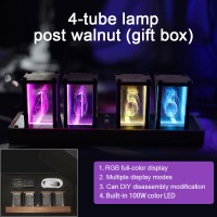 4-Digit RGB Pseudo Glow Tube Clock Small Digital Clock Desktop Clock Imported Chip Gift Box Walnut