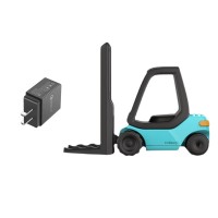 LinDesign Forklift Desktop Phone Stand Phone Holder Wireless Charger (Blue) + 3.0 Fast Charging Plug