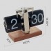 Automatic Flip Clock Desktop Clock Digital Clock w/ Frosted Body Black Number Card Black Walnut Base