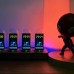 IPS Pseudo Glow Tube Clock Voice Controlled Digital Clock Alarm Electronic Album 1.9" Screen Walnut Base