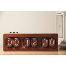 IN12 Nixie Tube Clock Creative Retro Desktop Clock Digital Clock DIY Decoration (African Padauk)