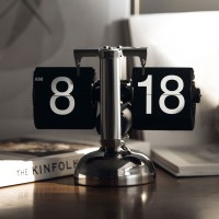Automatic Flip Clock Desktop Clock Digital Clock Home European Style Decoration Black Number Card