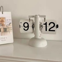 Automatic Flip Clock Desktop Digital Clock European Style Decoration Metal Stand White Spray Paint