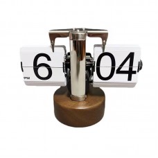 Automatic Flip Clock Desktop Digital Clock European Style Decoration Wooden Base White Number Card