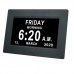 7 "Inch Digital Clock Calendar with Date Day Reminder 12H 24H 2 Modes for Elderly and Children Black