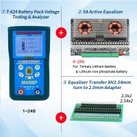 SUNKKO T-624 Lithium Battery Pack Testing and Analytical Instrument with 5A Active Equalizer and Adapter Board