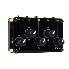 TX400 Stereo Audio Mixer Acrylic Shell Passive Circuit Design with 4 Independent Input Volume Knob
