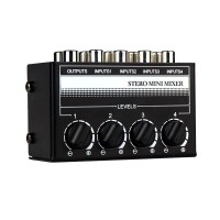 CX400 Stereo Mini Audio Mixer 4-Channel RCA Input and 1-Channel Output with Passive Circuit Design