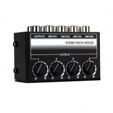 CX400 Stereo Mini Audio Mixer 4-Channel RCA Input and 1-Channel Output with Passive Circuit Design