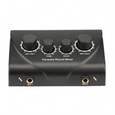 N2 Black Audio Mixer High Performance Mini Karaoke Sound Mixer with RCA and 6.35mm Interface
