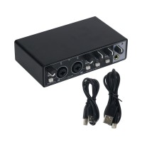 TZT MD22 USB Audio Interface External Sound Card for Studio Singing Livestreaming Karaoke Recording