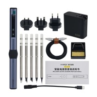 HS-01 Blue Advanced Version Smart Soldering Iron with 6 Iron Tips and 65W Power Supply for FNIRSI