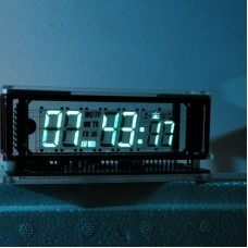 VFD Clock Desktop Clock Bedroom Alarm Clock 12/24 Hour with Vacuum Fluorescent Display and Shell
