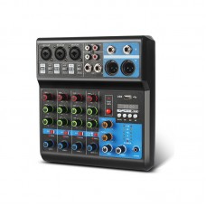 F-5A 5-Channel Audio Mixer Bluetooth Mixing Console Sound Card for PC Phone Livestreaming Recording