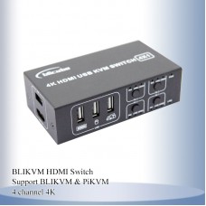 4K HDMI Switch KVM Four Port Switcher 4 Input and 1 Output USB KVM Display Support PiKVM and BLIKVM